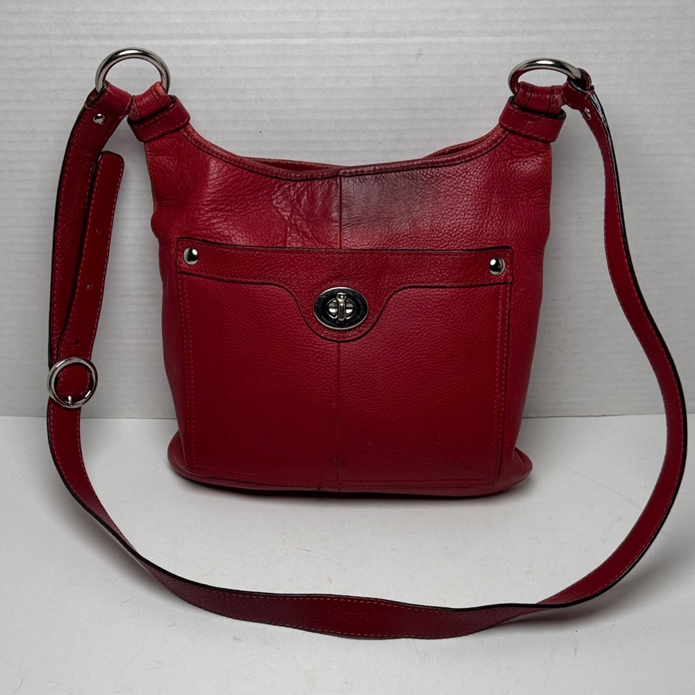 COACH Penelope Red Pebble Leather Hipster Shoulder Bag Crossbody Worn Condition